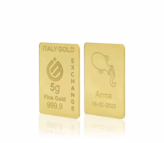 Lingote de Oro signo del zodiaco Acuario 24 Kt de 5 g. IGE GOLD